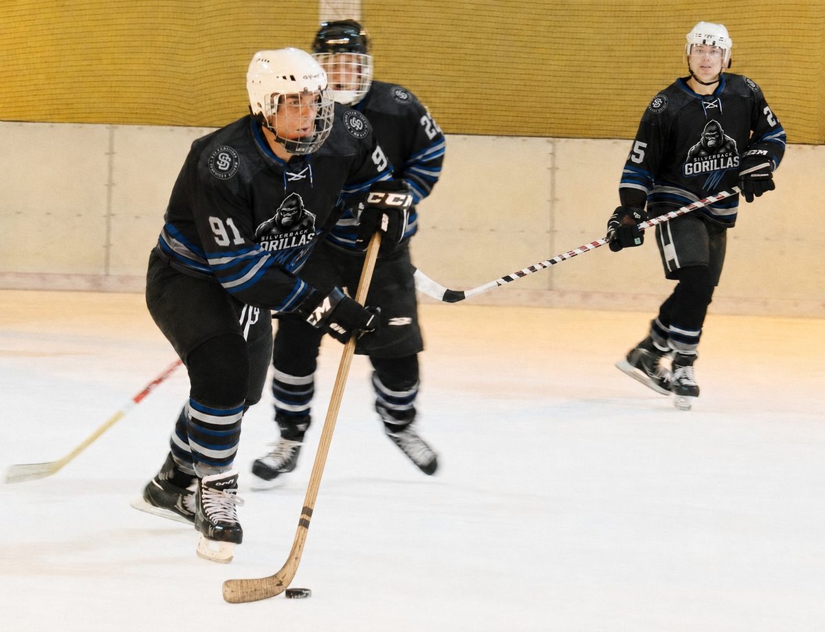 Silverbacks players skating through a structured development drill.