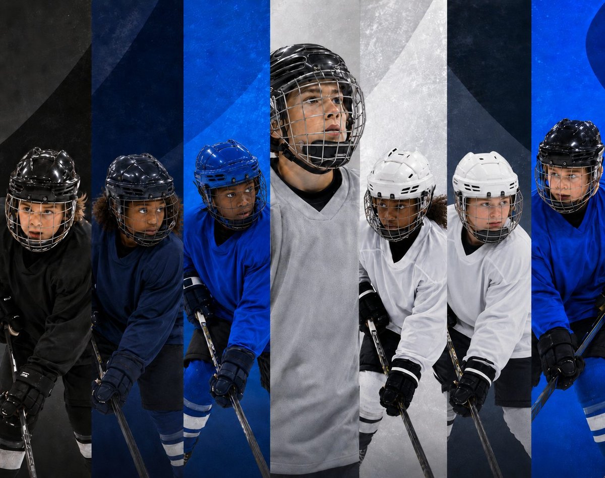 Young hockey players in training jerseys featured in Silverbacks News and Match Centre graphic.